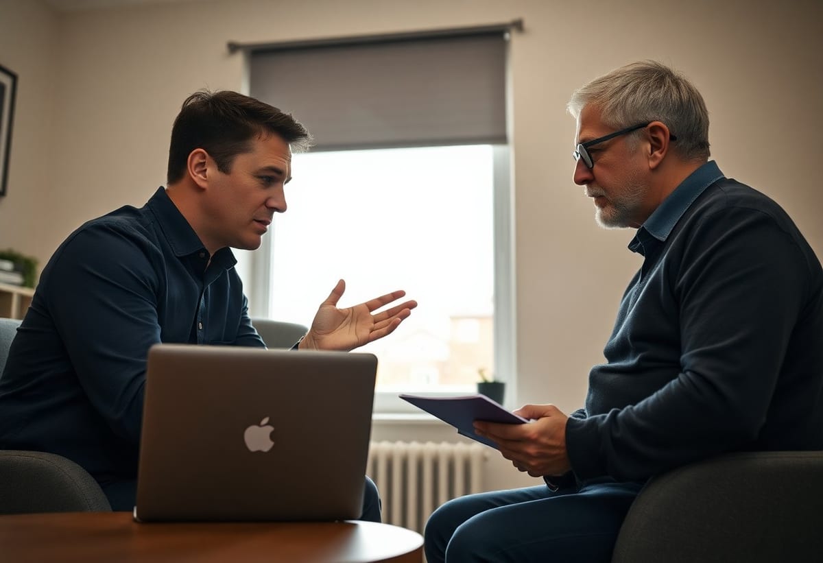 An ajairu.ai consultant listening to a UK SME business owner in a first discovery meeting